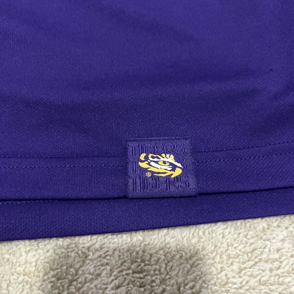 Nike LSU Tigers Dri-Fit Polo Shirt‎ Mens Medium Purple Gold Short Sleeve NCAA